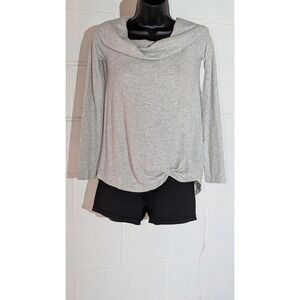 Moa Moa Soft Cowl Neck Off Shoulder Long Sleeve Sweater Twist Front Top Small